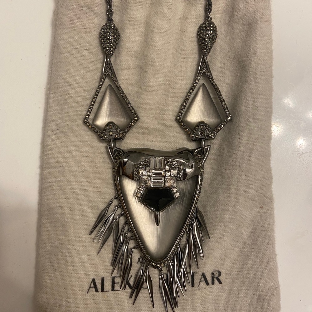 RARE Alexis Bittar Art Deco Metal Fringe Necklace